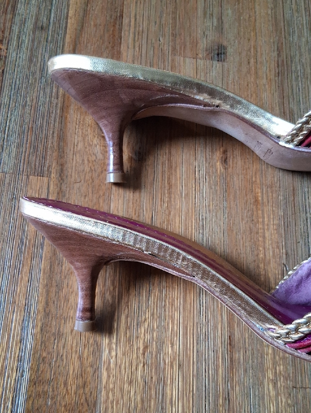 Vintage Vigotti Vero Curio Pointed Toe Leather Mules Kitten Heel - Picture 5 of 7